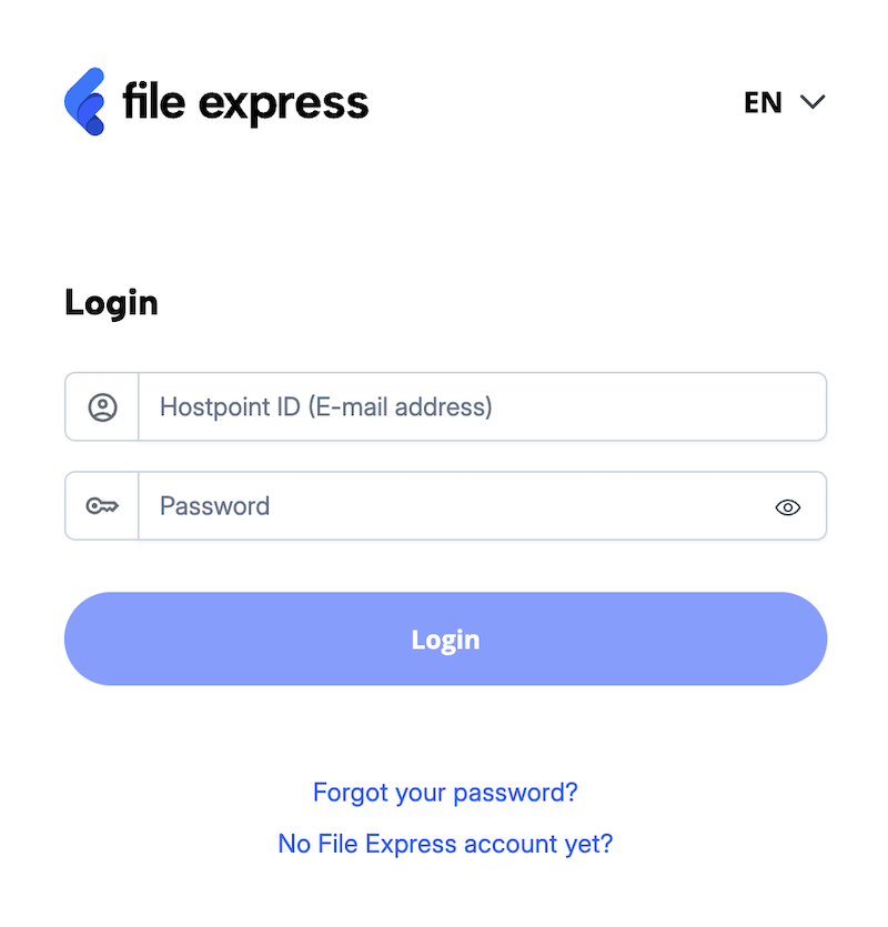 Login page of File Express, with option “Forgot your password?”.